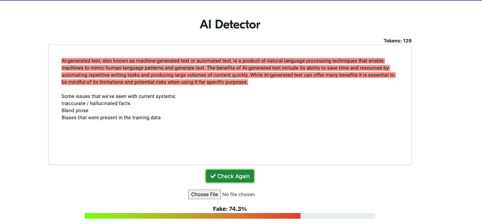 ai content detection tool