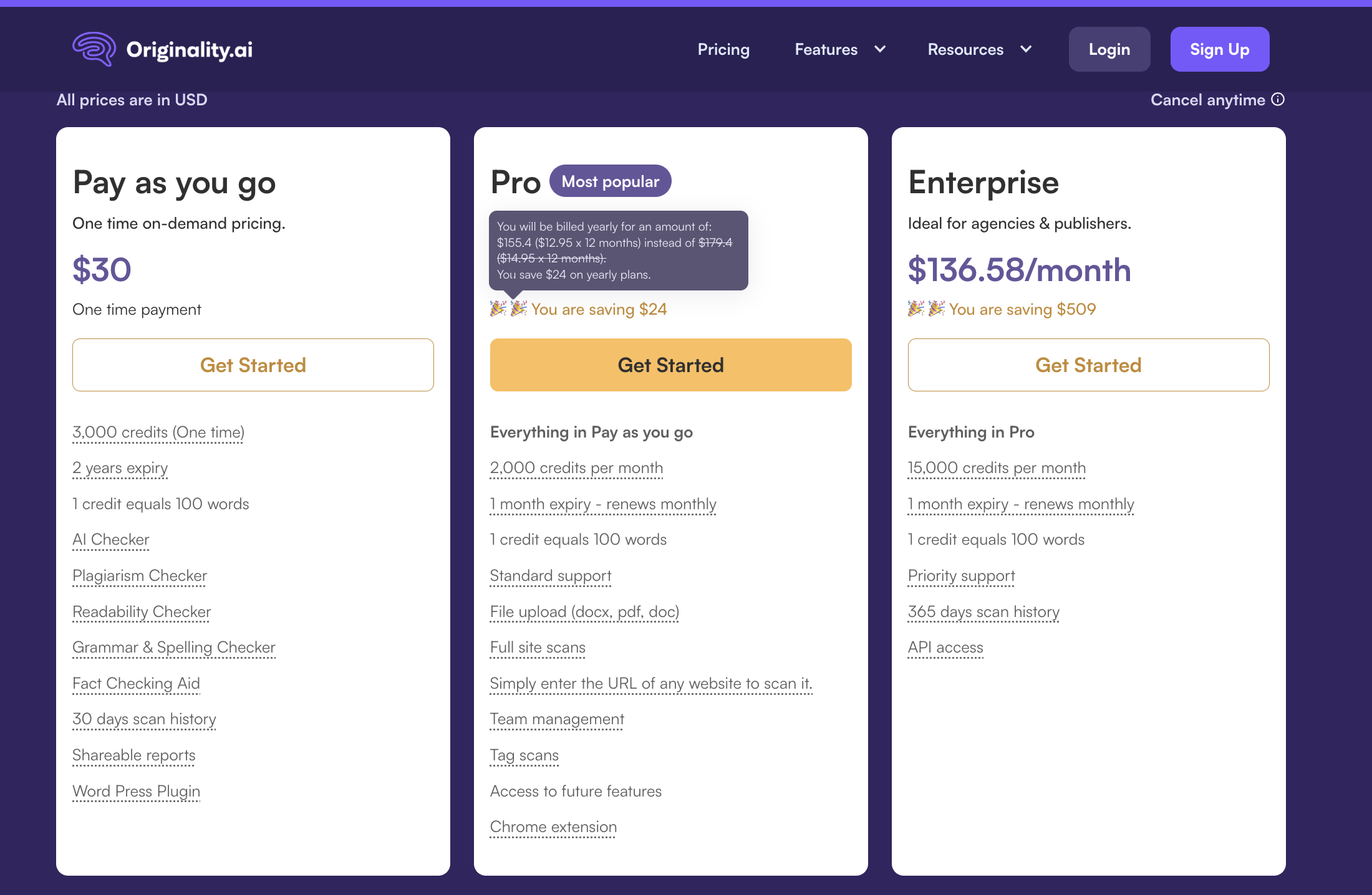 ai content detection tool pricing