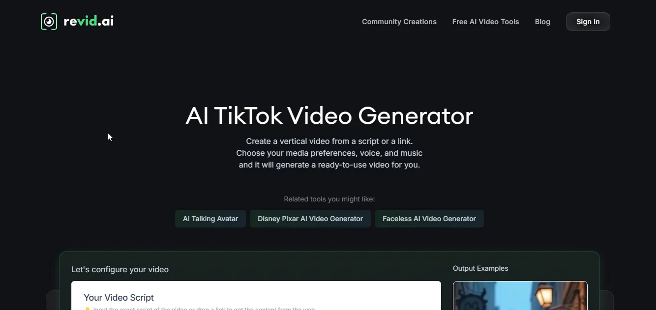 revid ai tiktok video maker