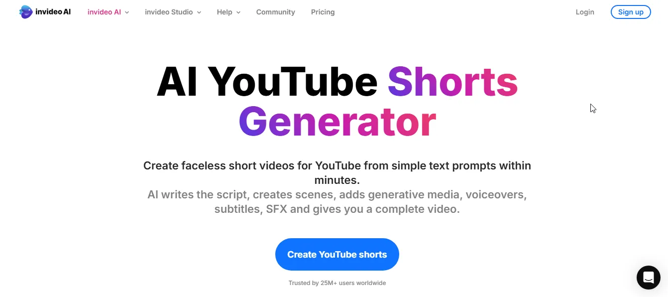 invideo youtube shorts maker