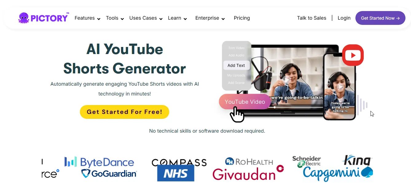 pictory youtube shorts maker
