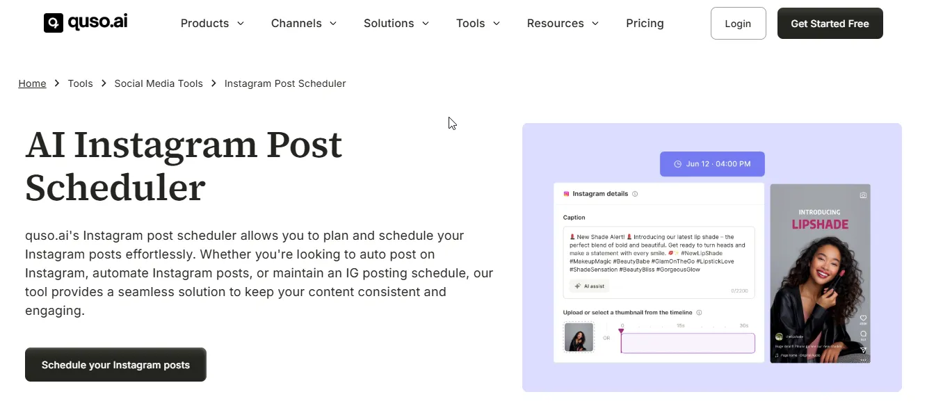 instagram post scheduler quso.ai