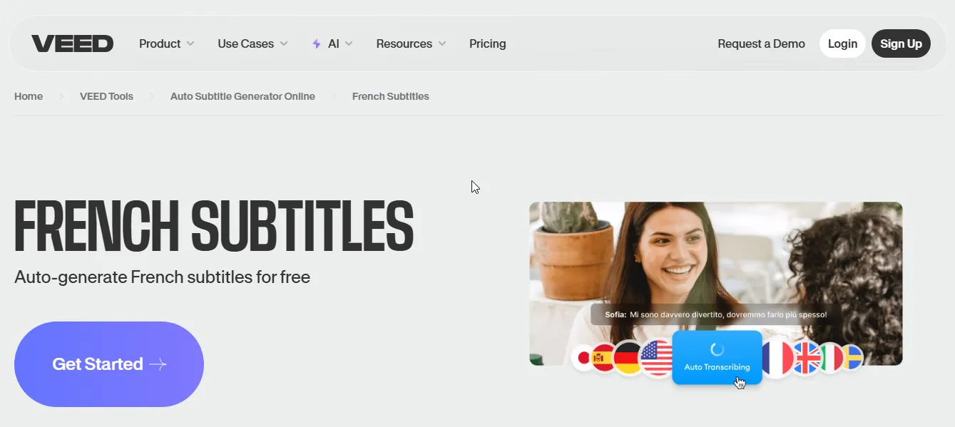 veed.io french subtitle generator