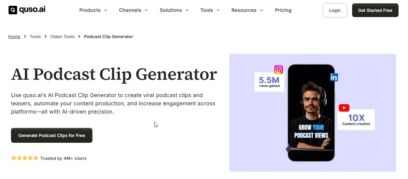 quso.ai ai podcast clip generator