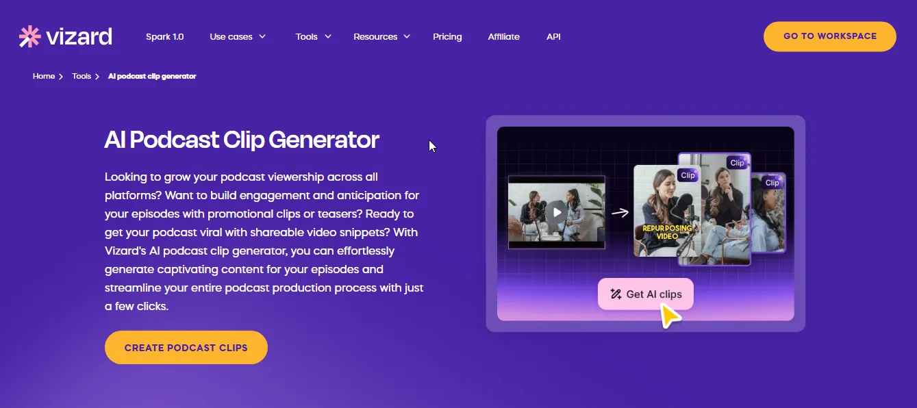 vizard ai podcast clip generator