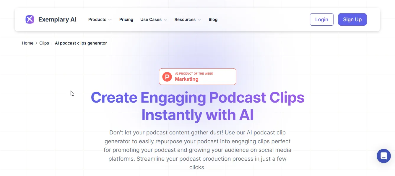 exemplary ai podcast clip generator