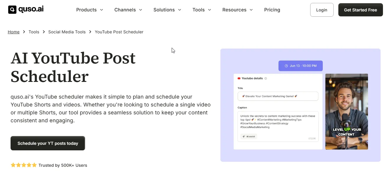 quso.ai ai youtube post scheduler
