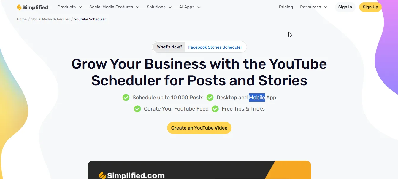 simplfied ai youtube post scheduler