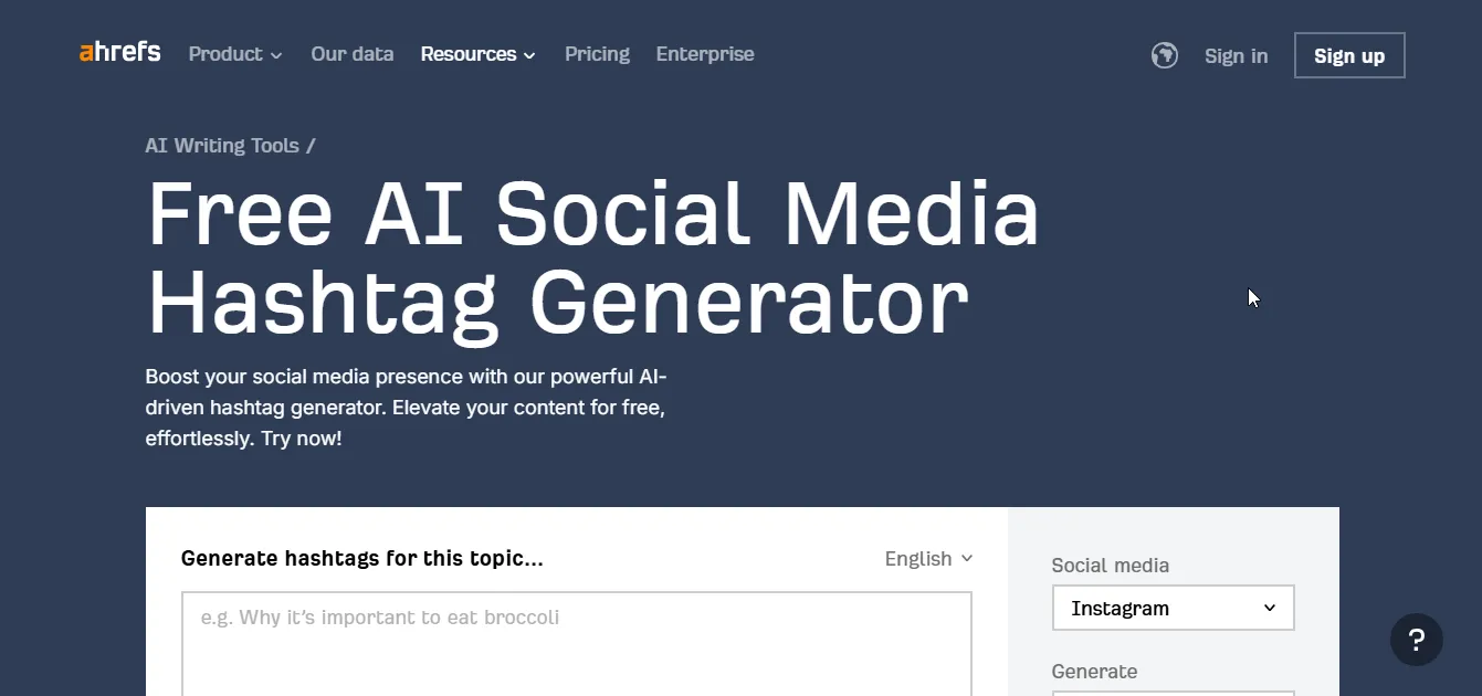 ahrefs ai hashtag generator
