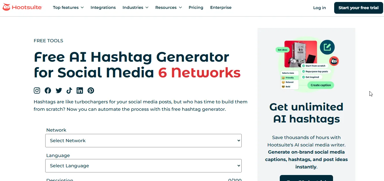 hootsuite ai hashtag generator