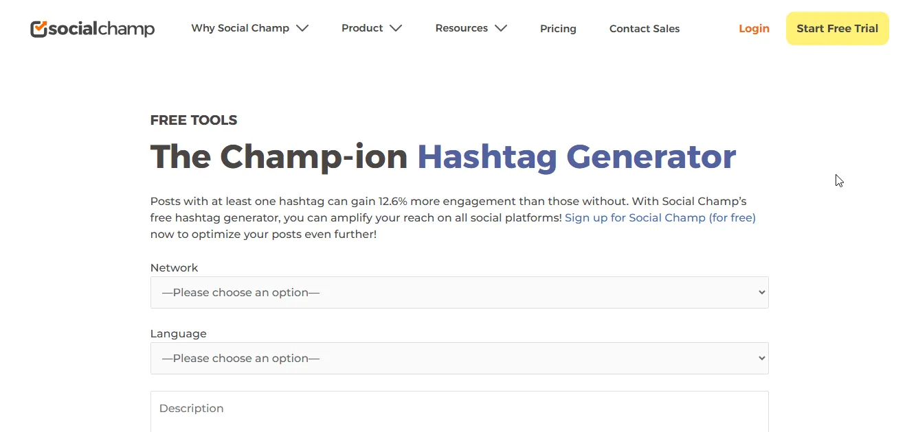 social champ ai hashtag generator