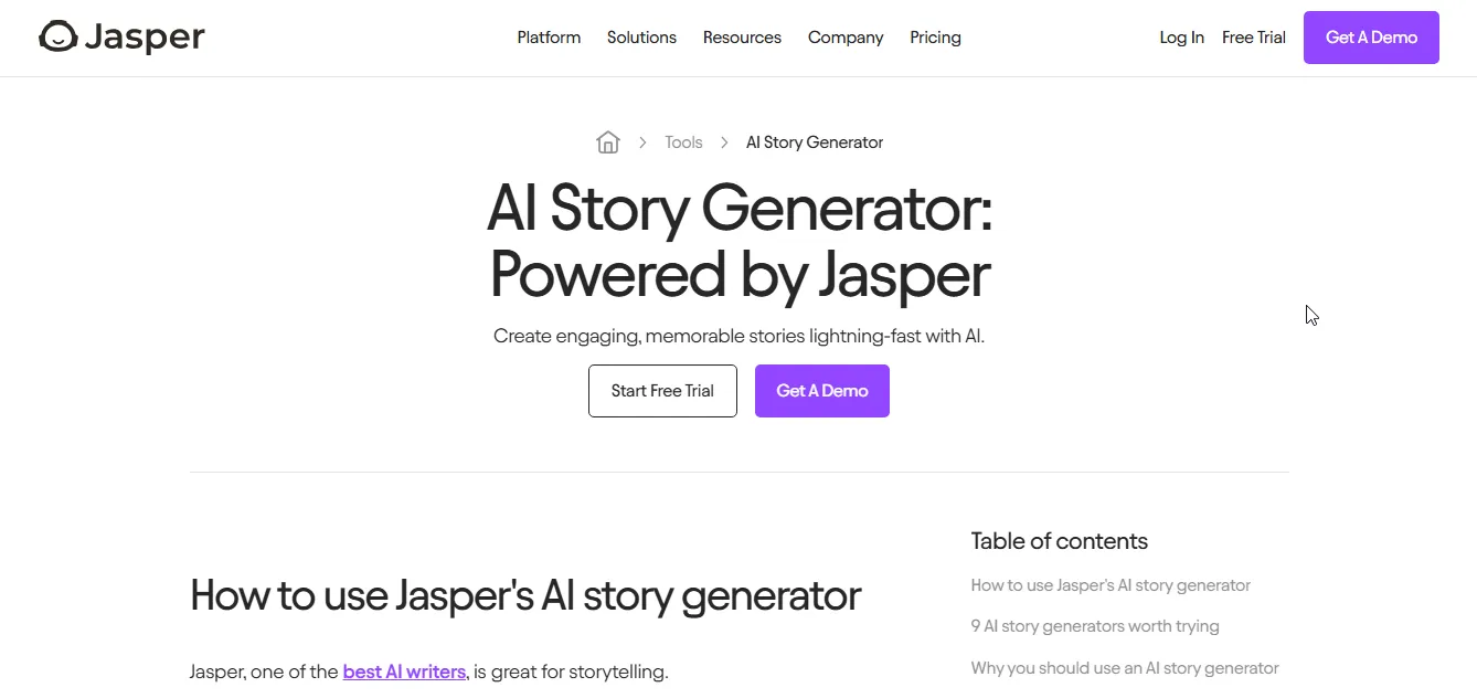 jasper ai story generators