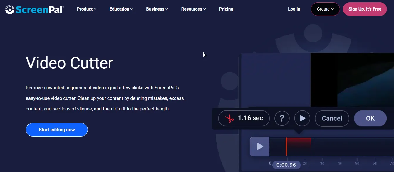 screenpal video cutter tool