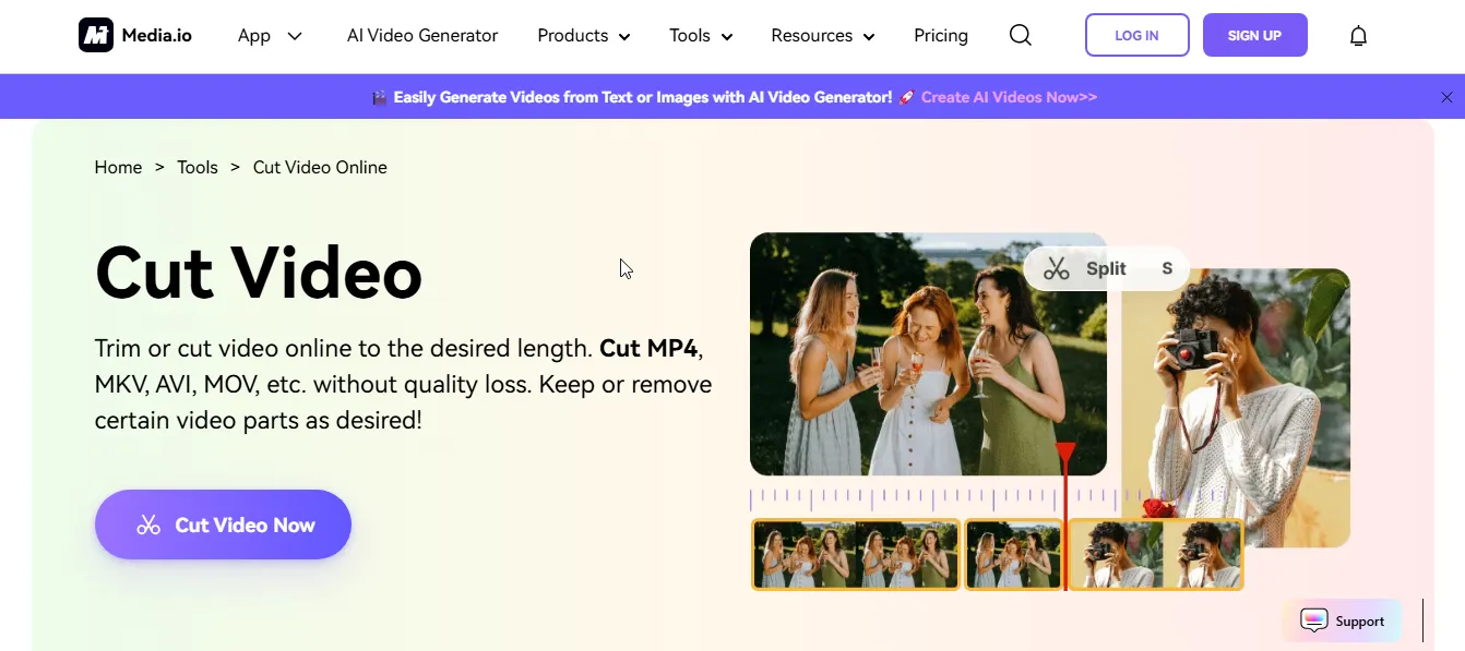 media.io video cutter tool