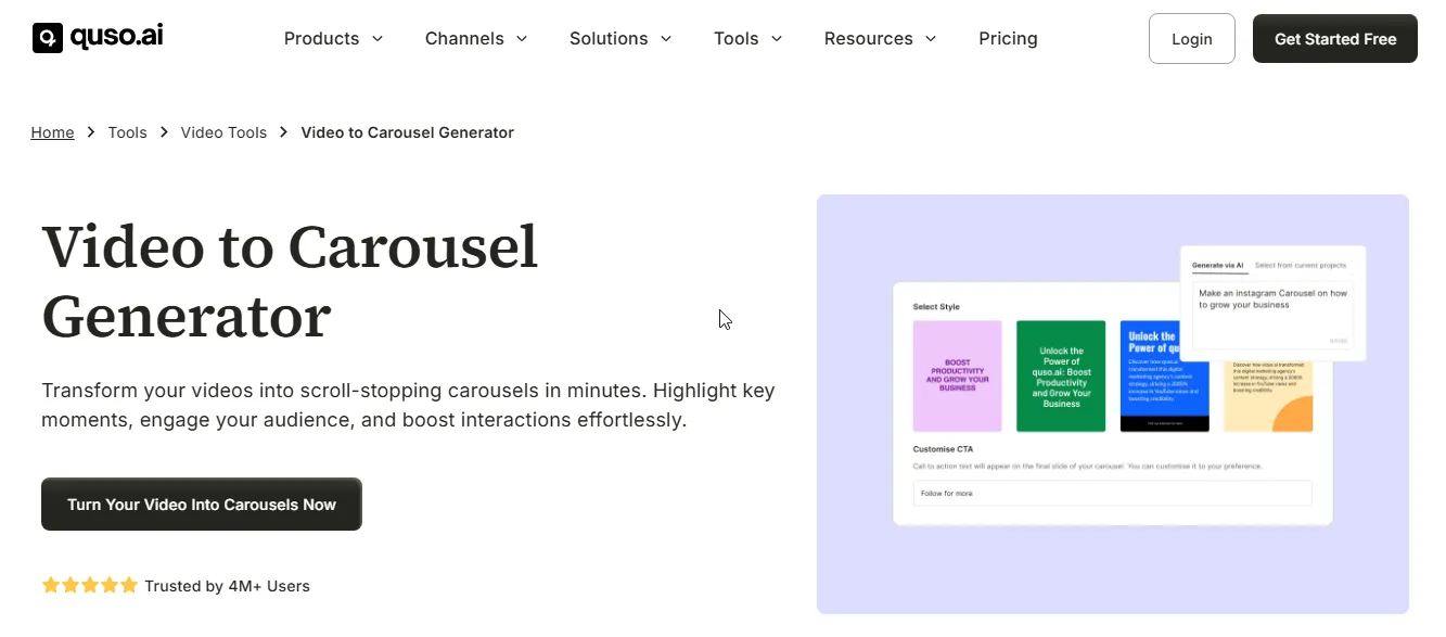 quso.ai video to carousel tool