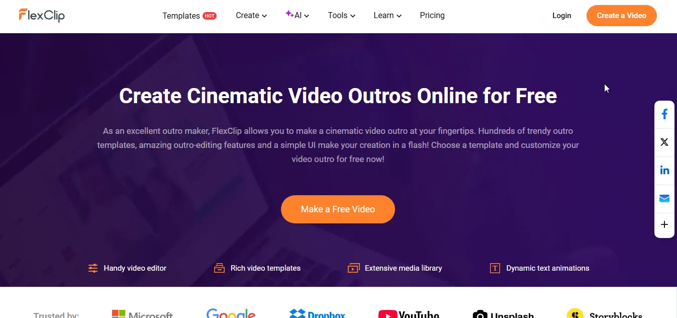 flexclip video outro maker