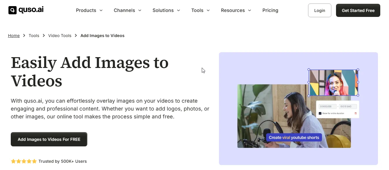 quso.ai add images to video