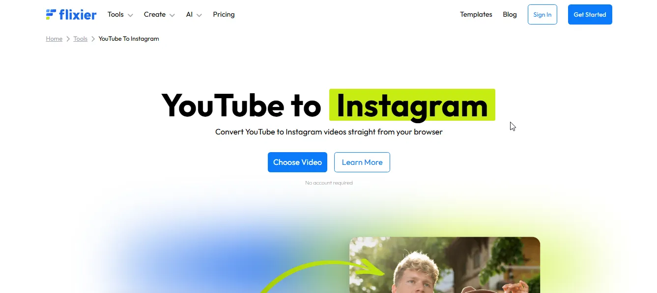 flixier youtube to instagram reel converter