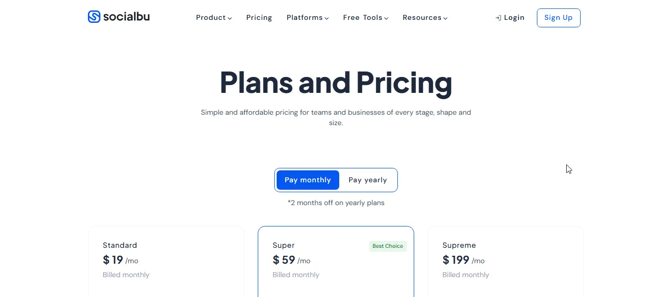 socialbu pricing