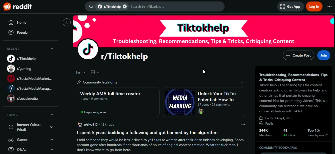 tiktokhelp reddit