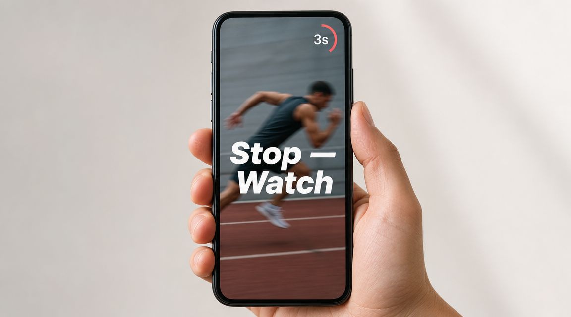 A hand holding a smartphone displaying a timer countdown for an Instagram reel video concept.