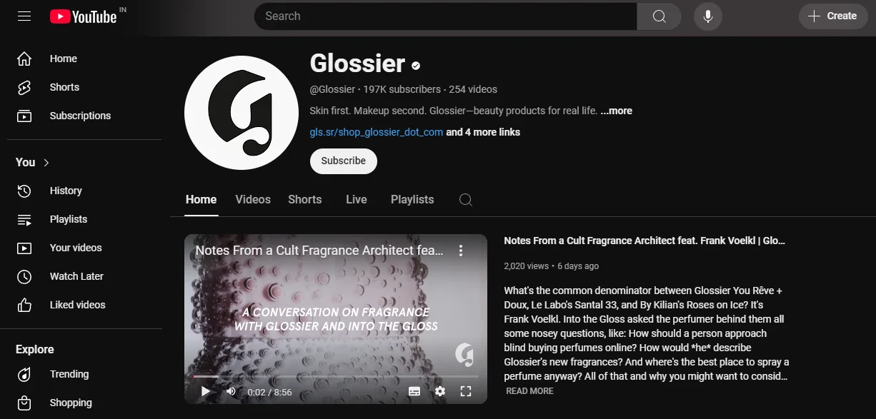 A visual overview of Glossier